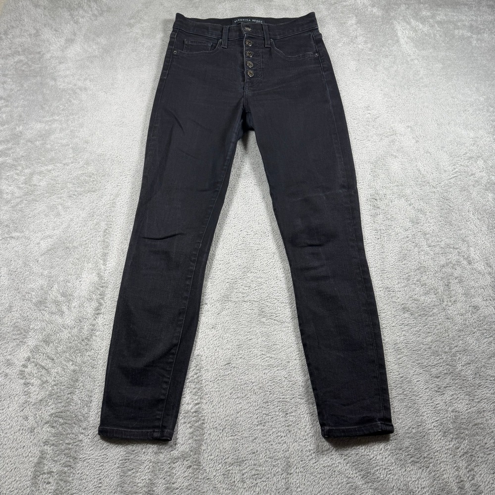Veronica Beard Debbie Ankle Skinny Jean Women 27 Black Onyx High Rise Button Fly